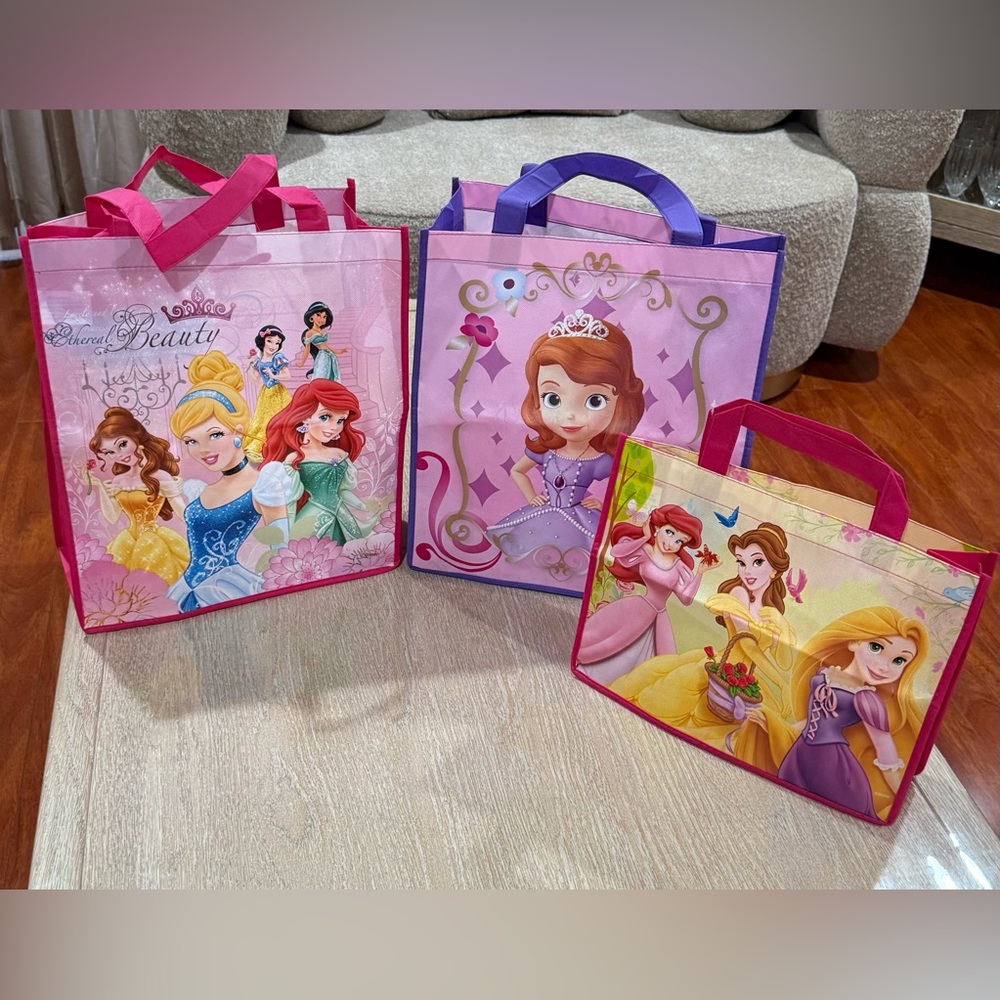 Disney Princess Tote Bag Set - Pink, Purple ,Blue & Yellow